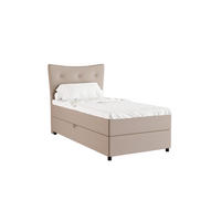 BOXBETT Nevada 100x200 cm Polsterbett mit hochwertiger Bonell-Matratze und Topper - cappuccino - Cappuccino, Holz (100/200cm) - Homesy