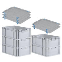 EUROBOX 5x Nextgen Economy Mit Auflagedeckel Grau/Blau Griffe Geschlossen 44 Liter - Blau, Kunststoff (40/22/60cm) - PROREGAL