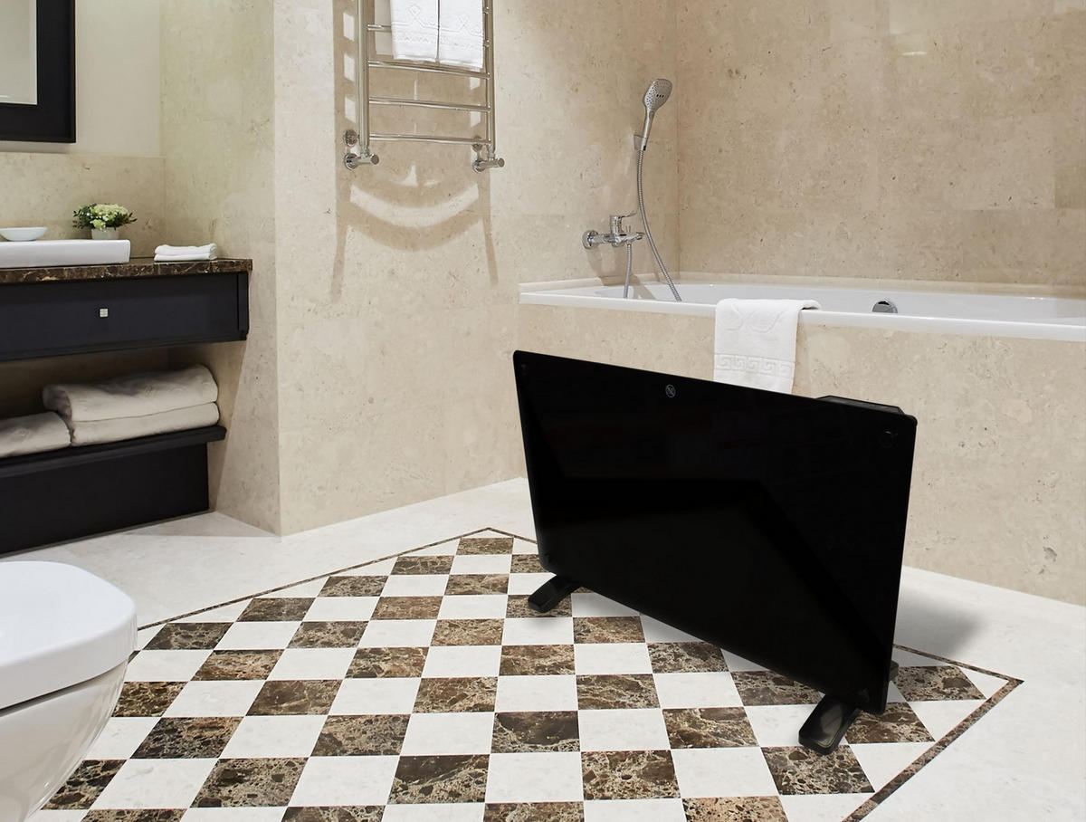 HEIZKÖRPERPANEEL Schwarz mit Glasscheibe und WiFi-App-Steuerung 1500 W - Schwarz, Keramik (70/40/12cm) - Purline