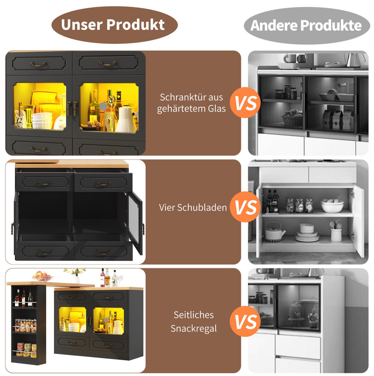 BARTISCH Ausziehbarer aus MDF mit 360° Drehplatte & LED, 135-203/39/92,8 cm, Schwarz - Schwarz, Holzwerkstoff (39/92.8/135cm) - Redom