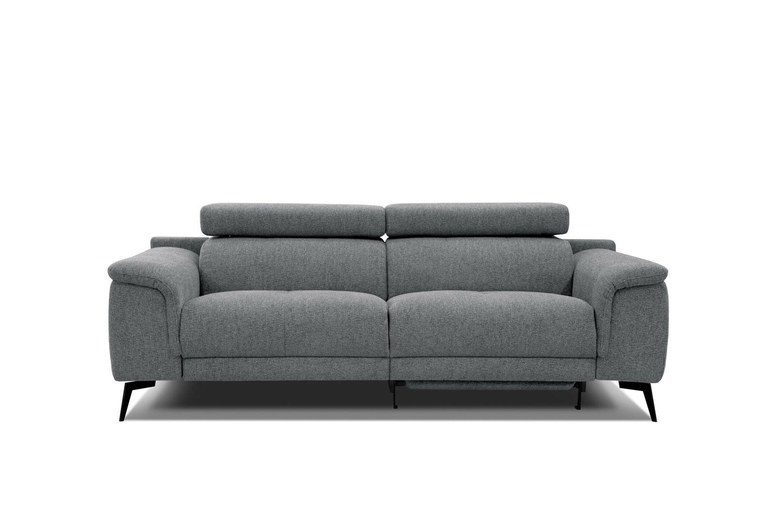 RELAXSOFA FIERO 3-Sitzer mit 1 Relaxfunktion, grau - Schwarz/Grau, Holzwerkstoff/Textil (212/82/103cm) - Courtois Laville
