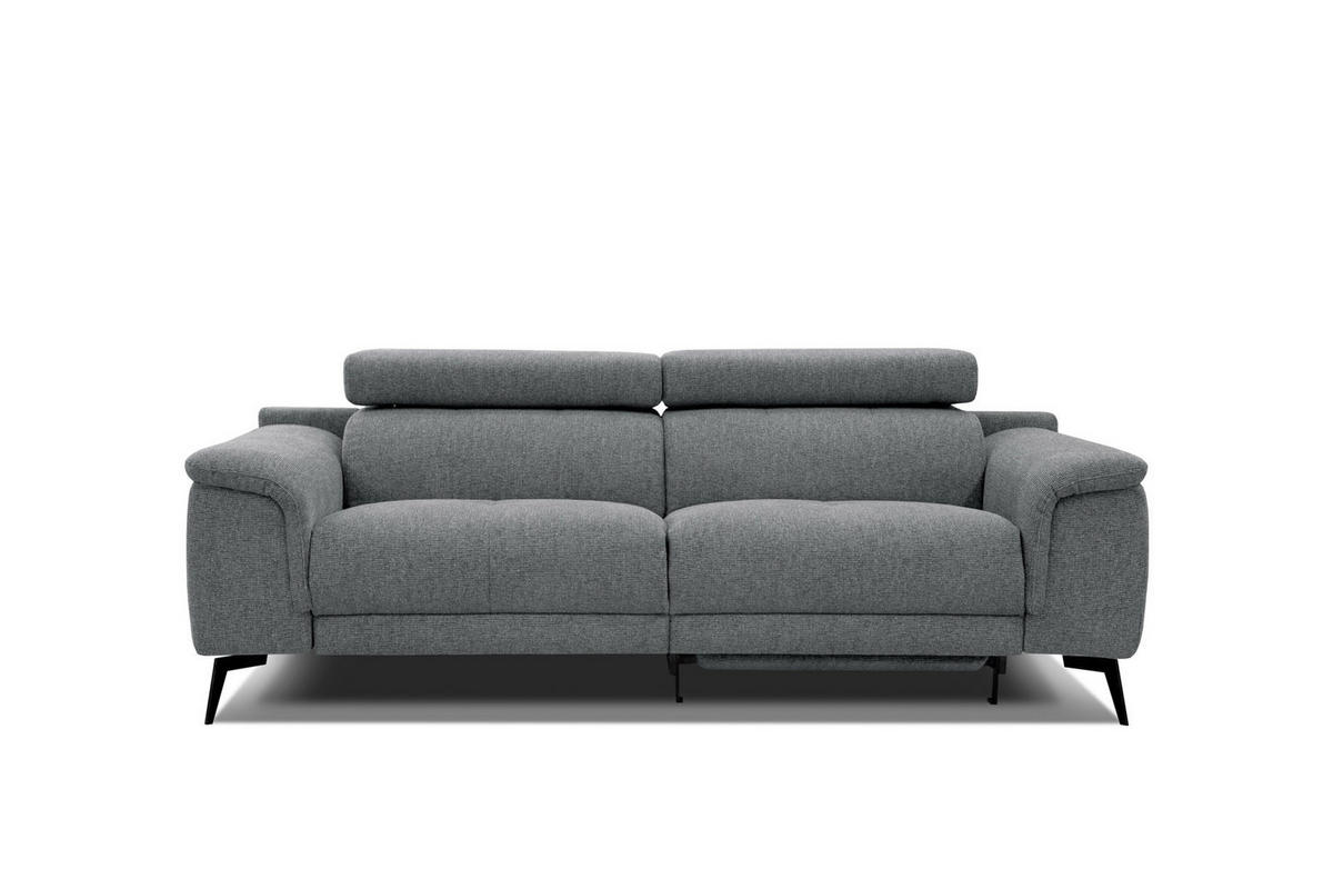 RELAXSOFA FIERO 3-Sitzer mit 1 Relaxfunktion, grau - Schwarz/Grau, Holzwerkstoff/Textil (212/82/103cm) - Courtois Laville