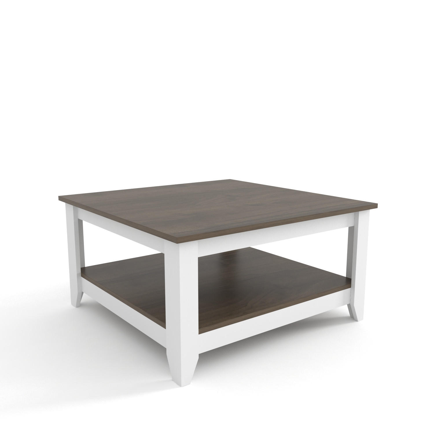 COUCHTISCH Lea Nussbaum Weiß - Dunkelbraun, Holzwerkstoff (90/90/46.8cm) - Decorotika