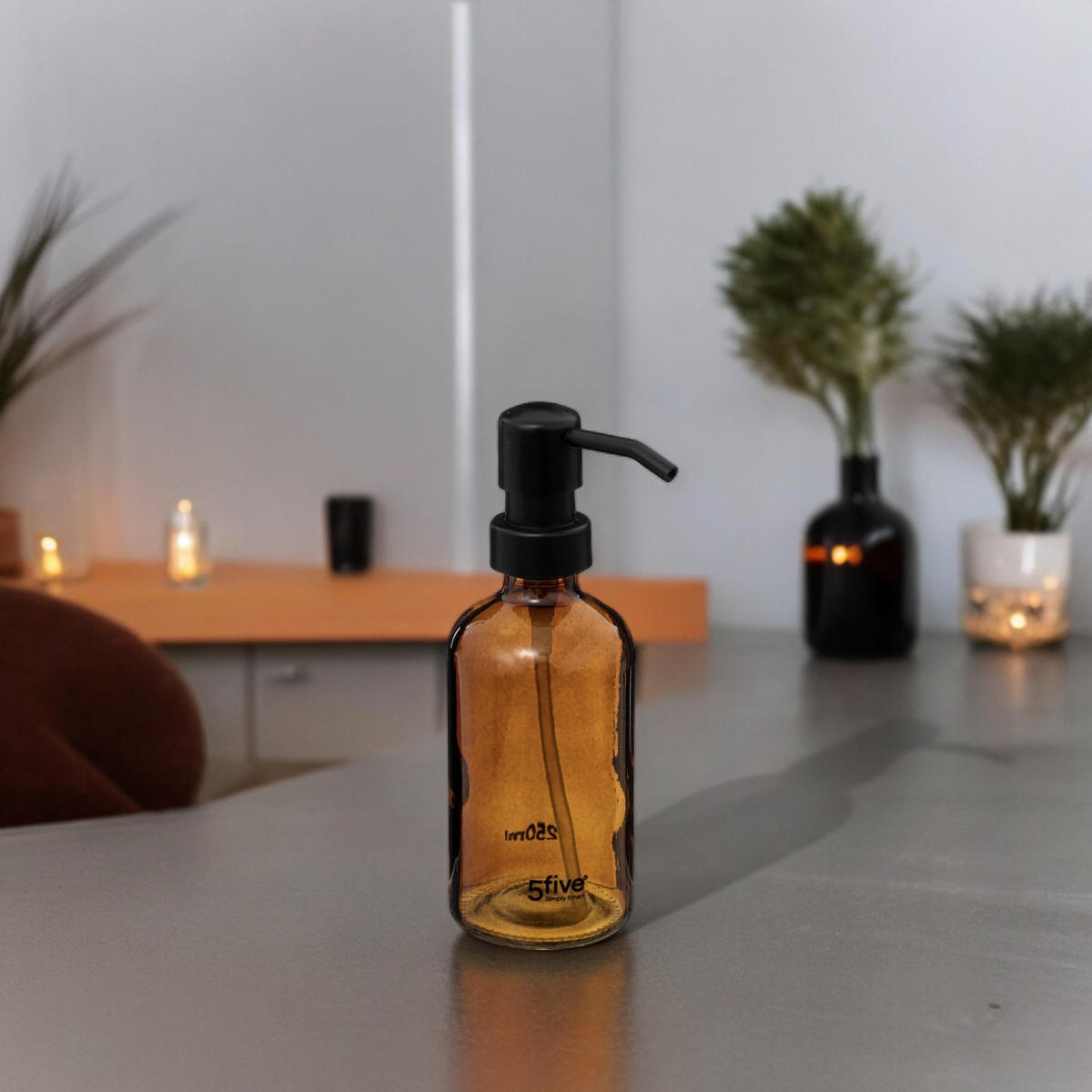 SEIFENSPENDER Glas 250 ml 8/8/18 cm - Braun, Kunststoff (8/18/8cm) - 5five Simply Smart