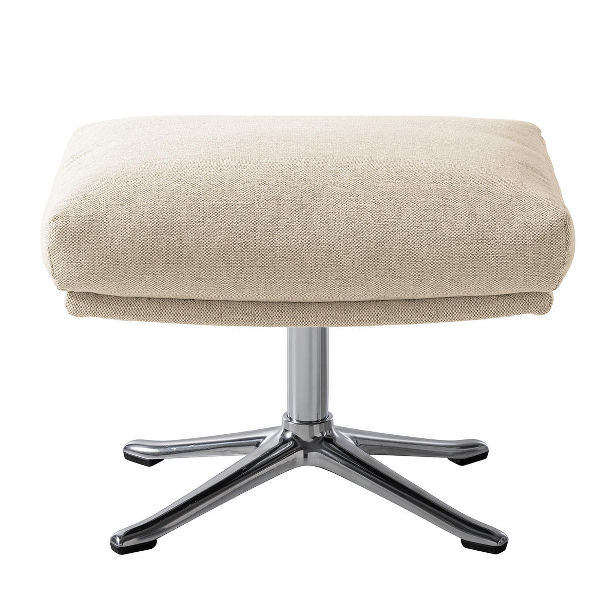 POLSTERHOCKER mit Kreuzfuß - Chromfarben/Beige, Textil/Metall (51/37/41cm) - home24