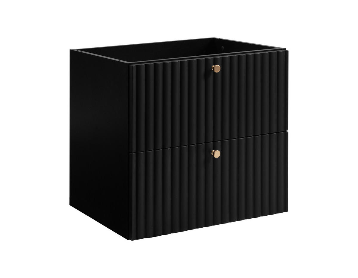 BADEZIMMERSCHRANK: Schwarz / Platte Marmor Black Royal / Griffe Gold / Beine Gold, 60 x 44,4 x 73,6 cm - Goldfarben/Schwarz, Holzwerkstoff (60/73.6/44.4cm) - 3XE LIVING