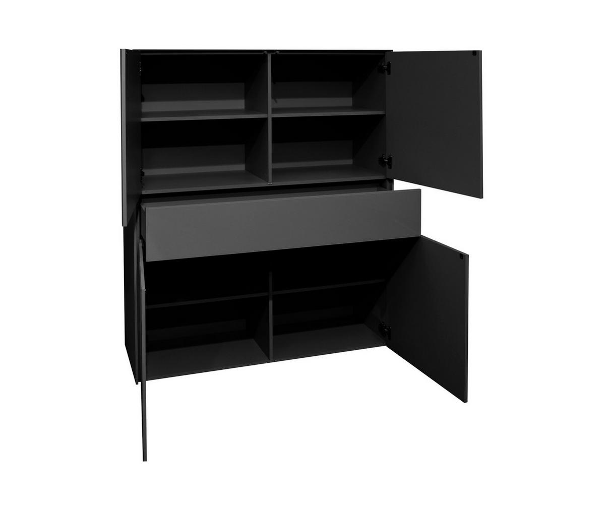 HIGHBOARD Imola Anthrazit matt lack und Glas - Grau, Holzwerkstoff (121/145/42cm)