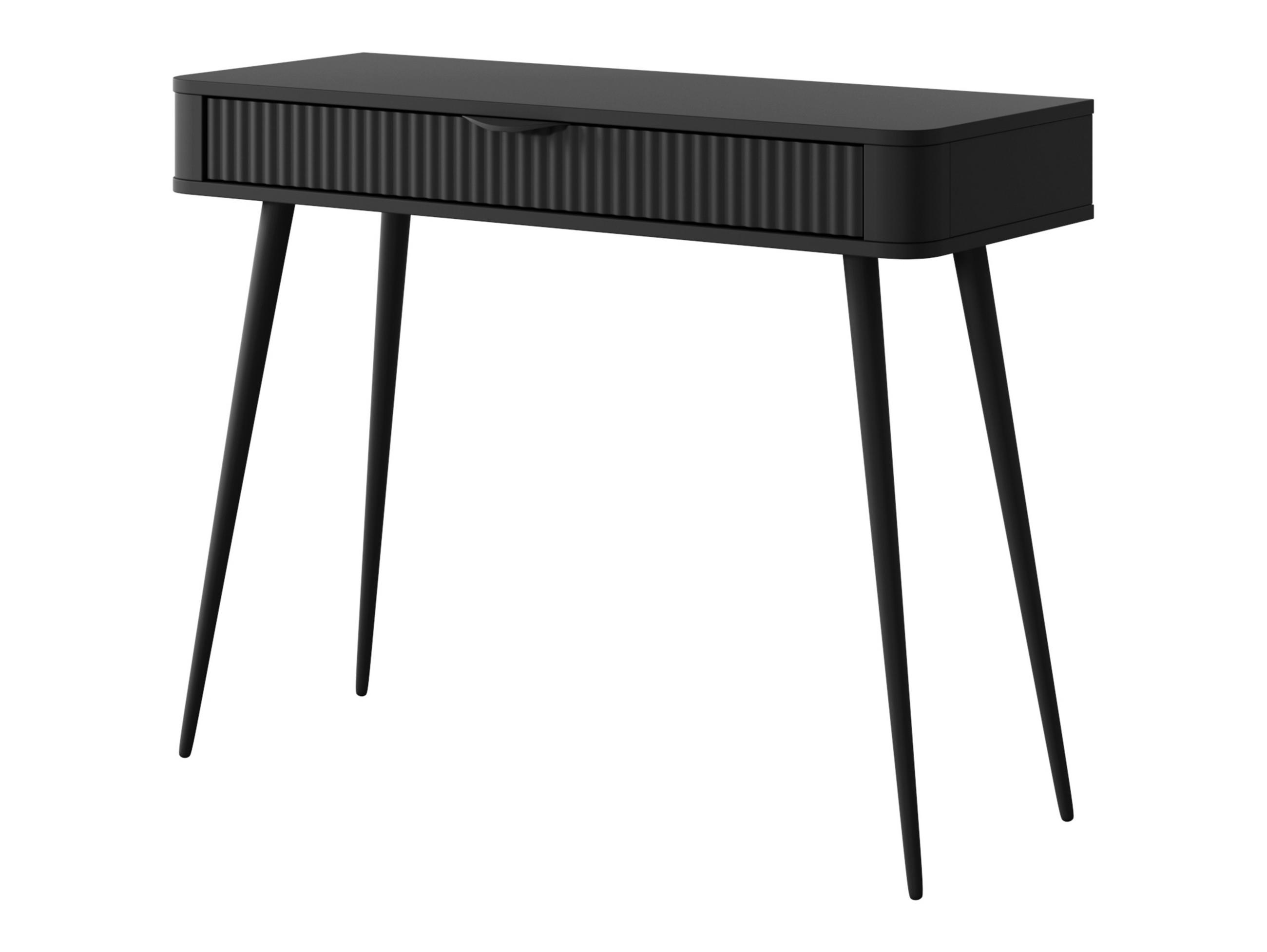 KONSOLENTISCH Vespasia 1S Schwarz 100,2/78/38 cm – Geriffelten Fronten - Schwarz, Holzwerkstoff/Metall (38/100.2/78cm) - AX Living