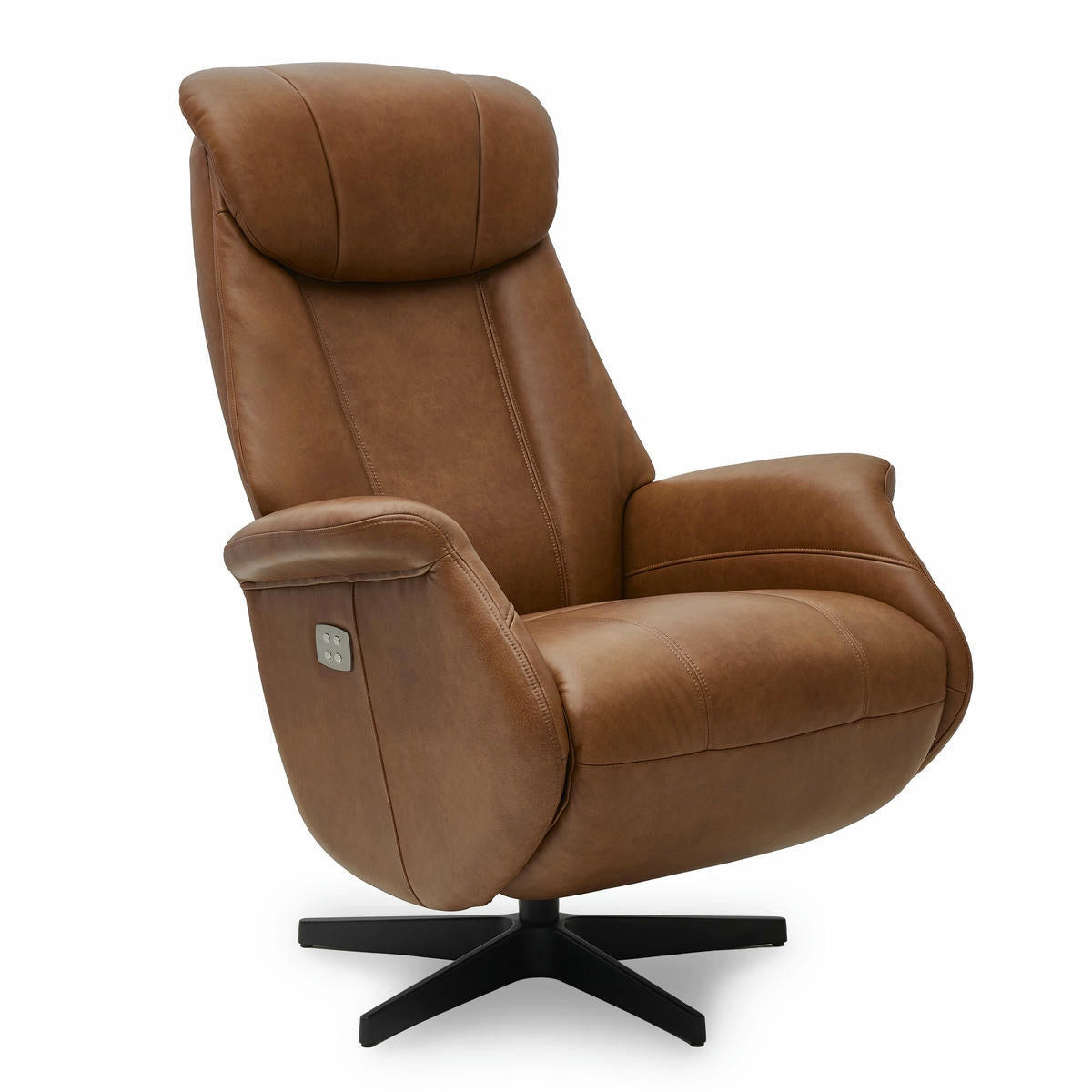 RELAXSESSEL Echtleder Cognac Braun - Schwarz/Braun, Leder/Metall (76/115/83cm) - Furnhouse