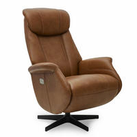 RELAXSESSEL Echtleder Cognac Braun - Schwarz/Braun, Leder/Metall (76/115/83cm) - Furnhouse