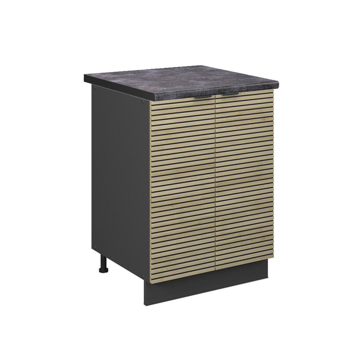 KÜCHENUNTERSCHRANK Fame-Line Eiche Paneel 60 cm , AP Anthrazit - Hellbraun/Eichefarben, Holzwerkstoff (60/82/60cm) - Vicco