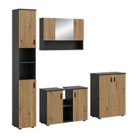 BAD-SET MONE 4-tlg. (B/H/T: ca. 200/192/30 cm) in Basalt grau/Artisan Oak Nachbildung - Grau, Holzwerkstoff (200/192/30cm)