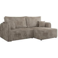 ECKSCHLAFSOFA MESTO L Hellbraun Cord - rechts - Hellbraun/Schwarz, Kunststoff/Textil (147/227cm) - MKS