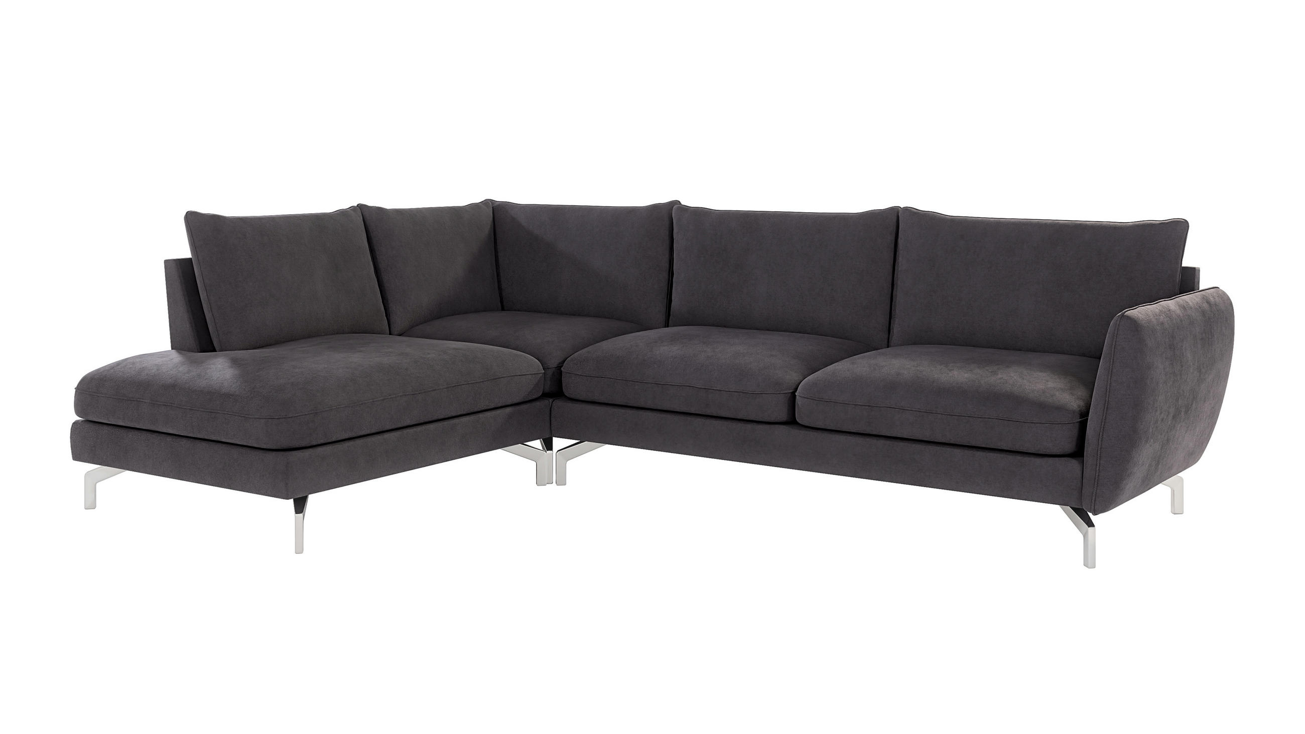 ECKSOFA Elou Graphit Microfaser - Chromfarben/Graphitfarben, Holz/Textil (277/200cm) - S-Style Möbel