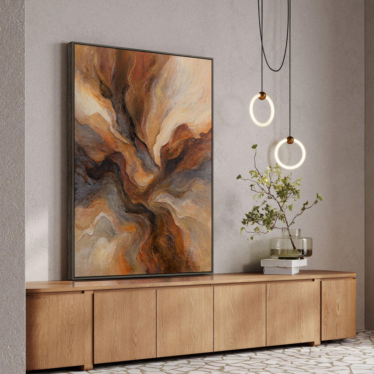 GEMÄLDE Blitz der Ewigkeit Schattenfugenrahmen Grau 140x100 cm - Grau, Holz (140/100cm) - YS-art gallery