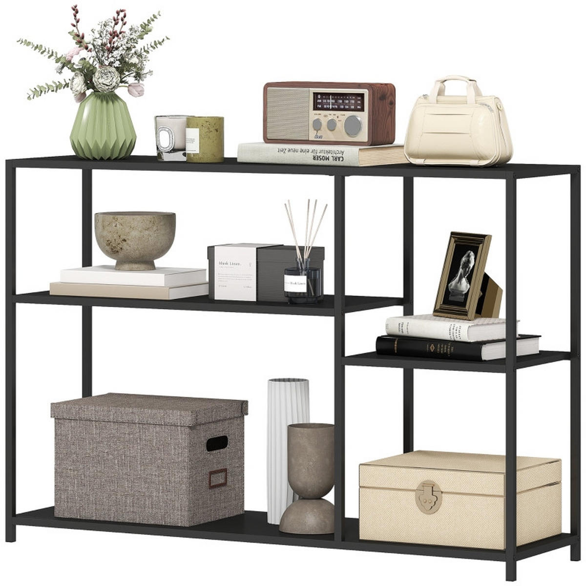 KONSOLENTISCH 110/30/75 cm Schwarz aus Stahl mit 4 Ablagen - Schwarz, Metall (30/110/75cm) - OKWISH