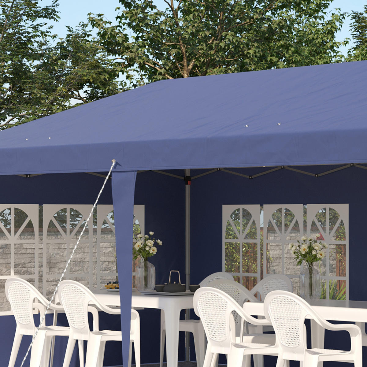 PAVILLON 2,95x5,85 m faltbar blau - Blau, Metall (585/270/295cm) - LEBENLANG