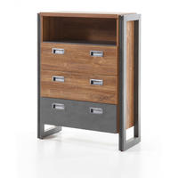 KOMMODE Eiche Stirling, Matera grau, Sideboard 75 x 100 cm Schubladenkommode - Eichefarben/Grau, Holzwerkstoff/Metall (75/100/33cm)