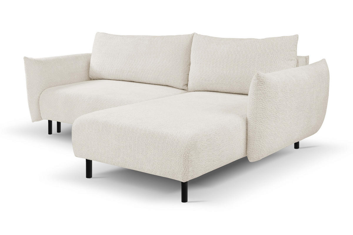 ECKSOFA ADEL mit Schlaffunktion und Bettkasten, L-förm, Metallbeine, verstellbar lose Rückenkissen, freistehend, RECHTS, 257x171x90 cm, Sand-coloured - Sandfarben, Holz/Textil (257/171cm) - DomoHome