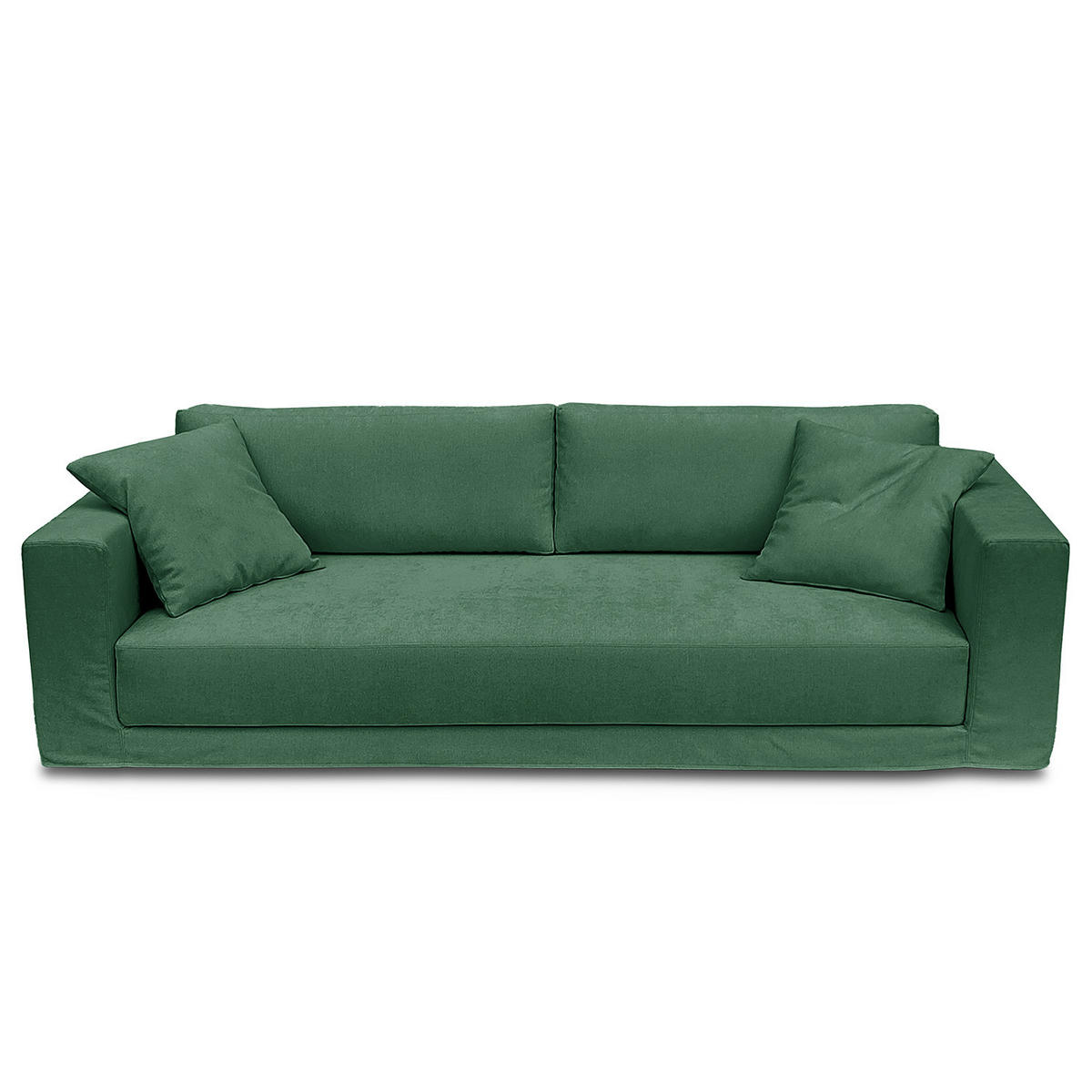 BIGSOFA mit Wechselbezug - Webstoff - Schwarz/Grün, Kunststoff/Textil (265/63/122cm) - home24