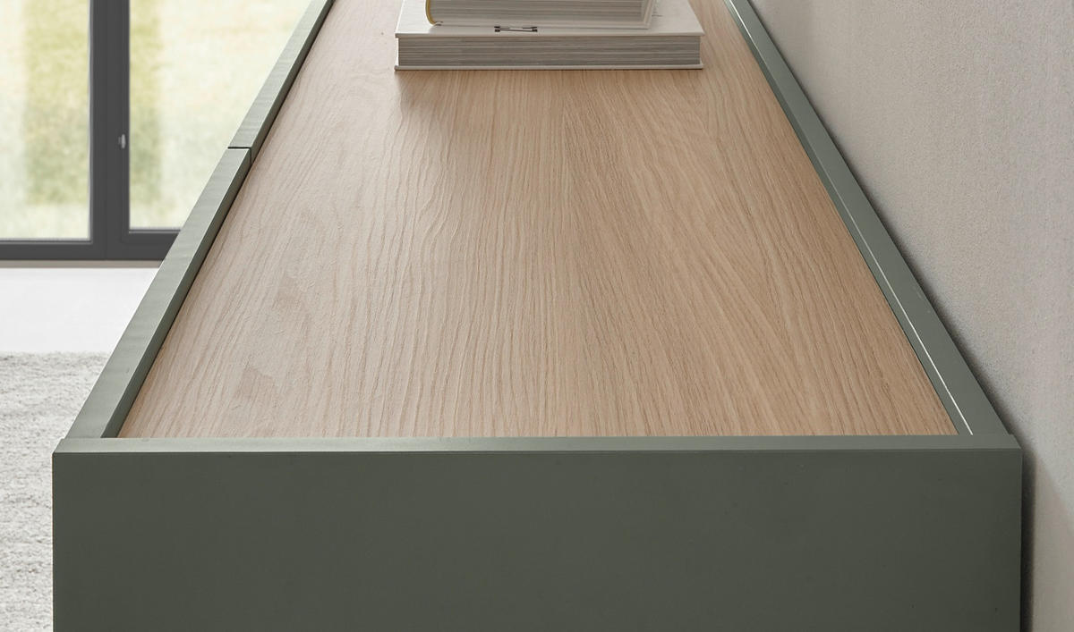 HIGHBOARD Salbei grün, Barista Eiche, Kommode 100 x 120 cm, Center - Salbeigrün/Eichefarben, Holz/Holzwerkstoff (100/120/40cm) - Furn.Design