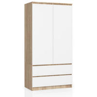 KLEIDERSCHRANK Eiche Sonoma, Weiß 180/90/51 - Weiß/Sonoma Eiche, Holzwerkstoff (90/180/51cm) - RAUMHIRSCH FURNITURE