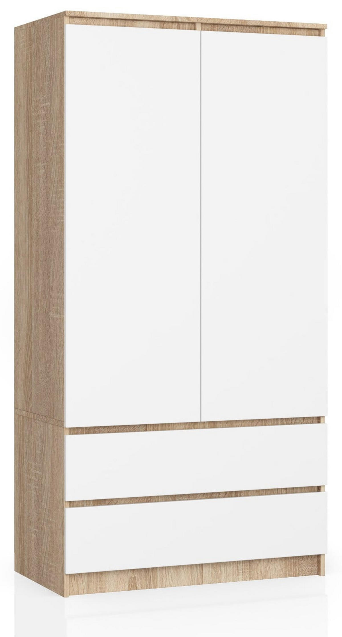 KLEIDERSCHRANK Eiche Sonoma, Weiß 180/90/51 - Weiß/Sonoma Eiche, Holzwerkstoff (90/180/51cm) - RAUMHIRSCH FURNITURE