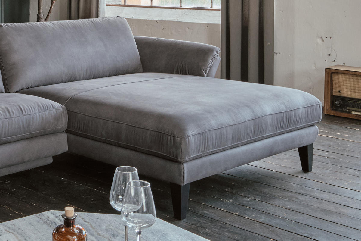 ECKSOFA MIT MOTORISCHER RELAXFUNKTION MALTA Grau Webstoff - Schwarz/Grau, Buchenholz/Textil (302/175cm) - KAWOLA