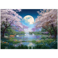 FOTOTAPETE Wald Mond Rosa 350x250 cm - Multicolor, Papier (350/250cm) - Wallarena