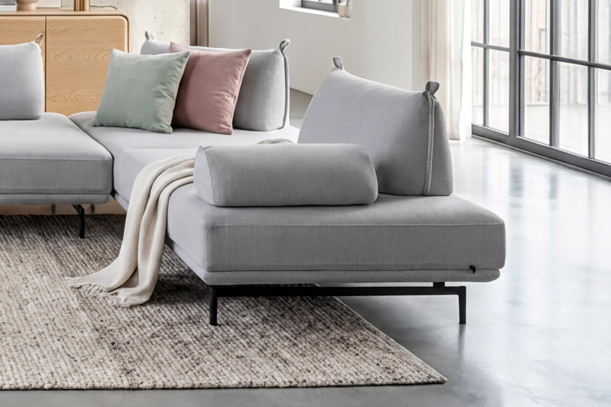 ARMLEHNKISSEN CANE Grau Webstoff - Grau, Textil (58/20cm) - KAWOLA