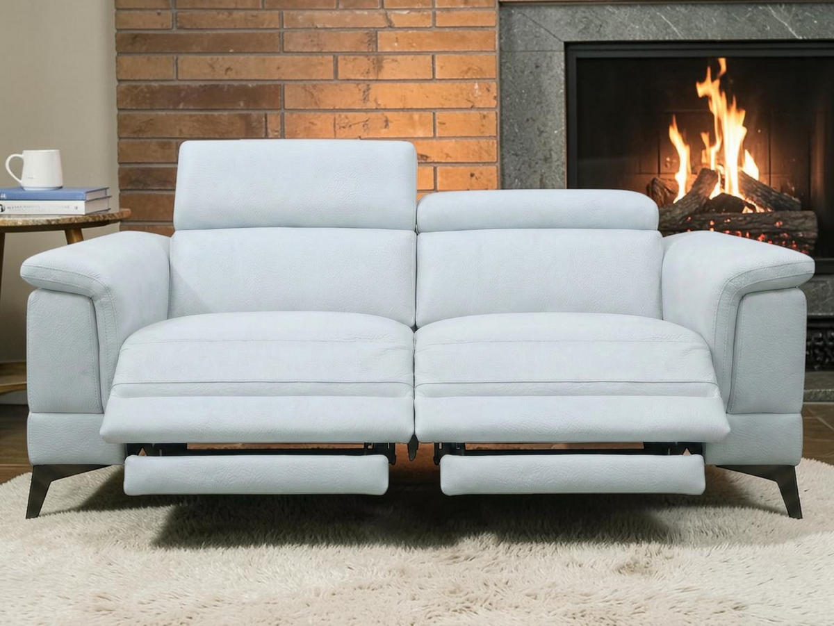 3-SITZER Sofa Planet Echtleder mit 2 x Relaxfunktion Weiß - Weiß, Leder/Metall (200/80/110cm)