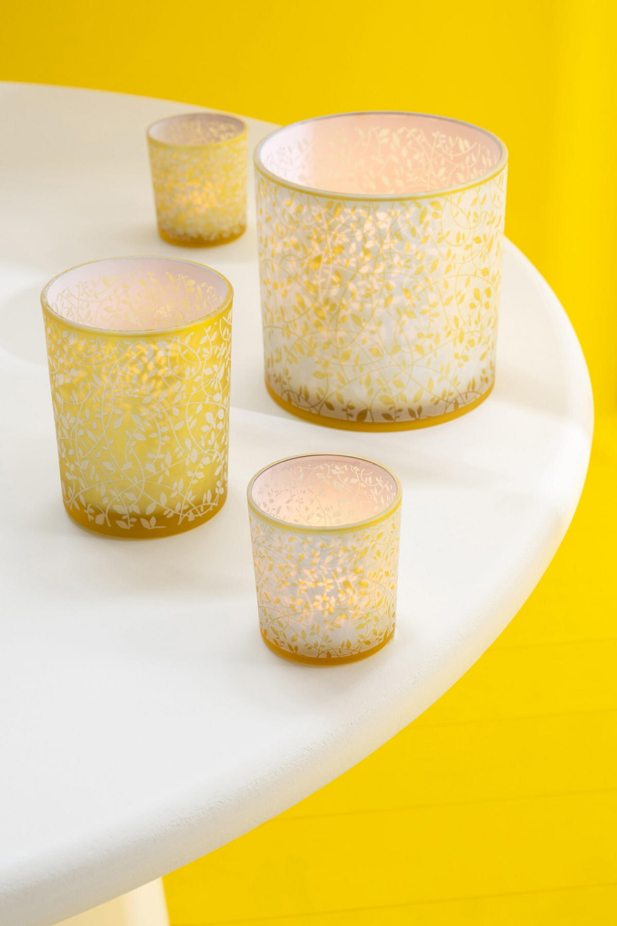 WINDLICHT BLÄTTCHEN Gold - Weiß, Glas (15/15cm) - J-Line