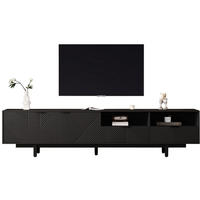LOWBOARD 200/40/51 cm aus Spanplatte mit geometrischer Front und Kabeldurchlass Schwarz - Schwarz, Holzwerkstoff (200/51/40cm) - Modenvie