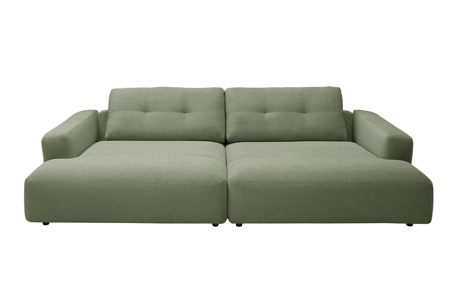 BIG SOFA MIKA Grün Cord - Schwarz/Grün, Kunststoff/Textil (300/86/167cm) - KAWOLA