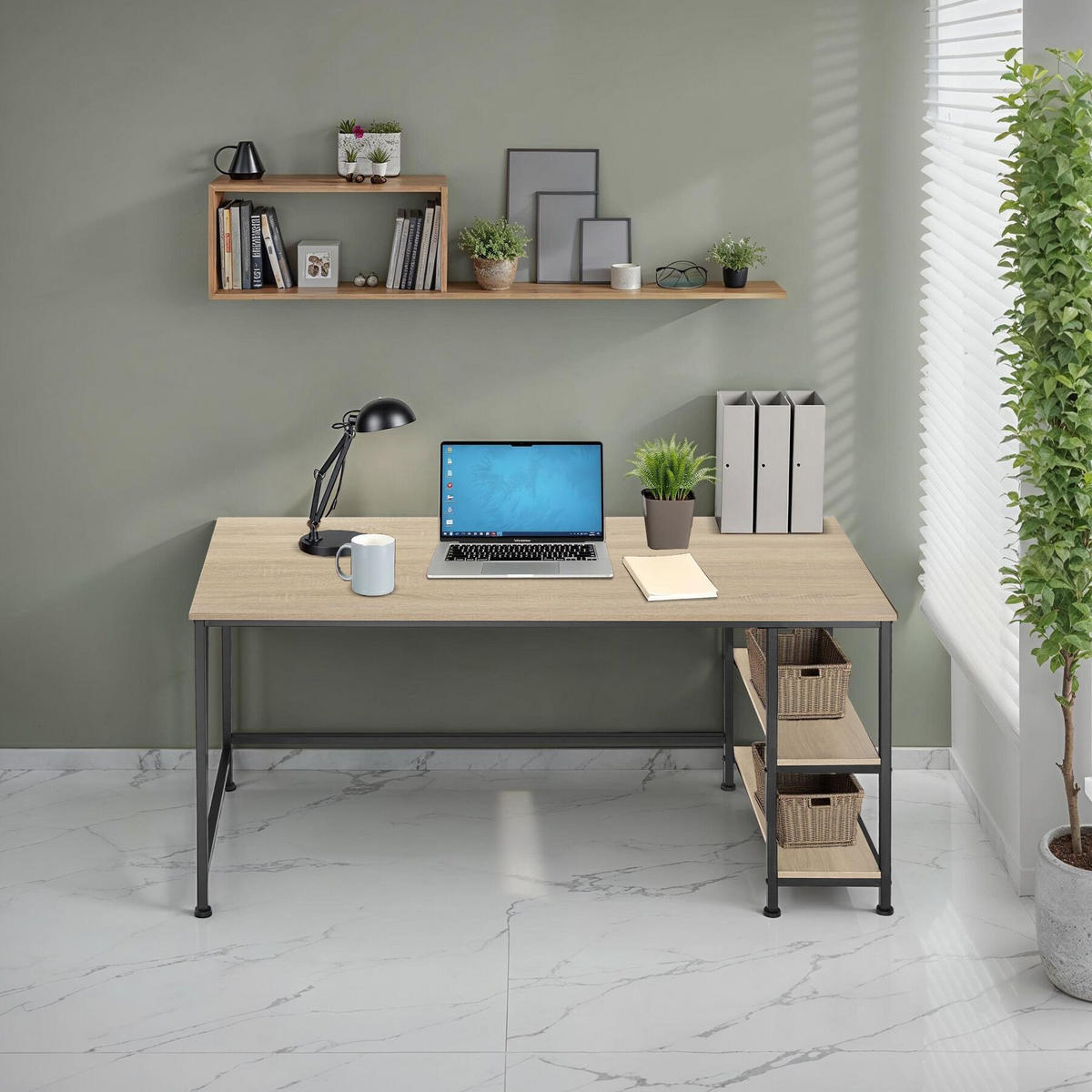 COMPUTERTISCH Canton,120 x 60 x 75,5 cm,Industrial Holz hell, Eiche Sonoma - Naturfarben, Holzwerkstoff (120/60/75.5cm) - tectake