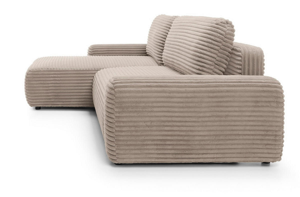 ECKSOFA 260 cm Cantara mit Cordstoff, Bettkasten, Links, Hellbraun - Hellbraun, Holz (264/162cm) - Emporius