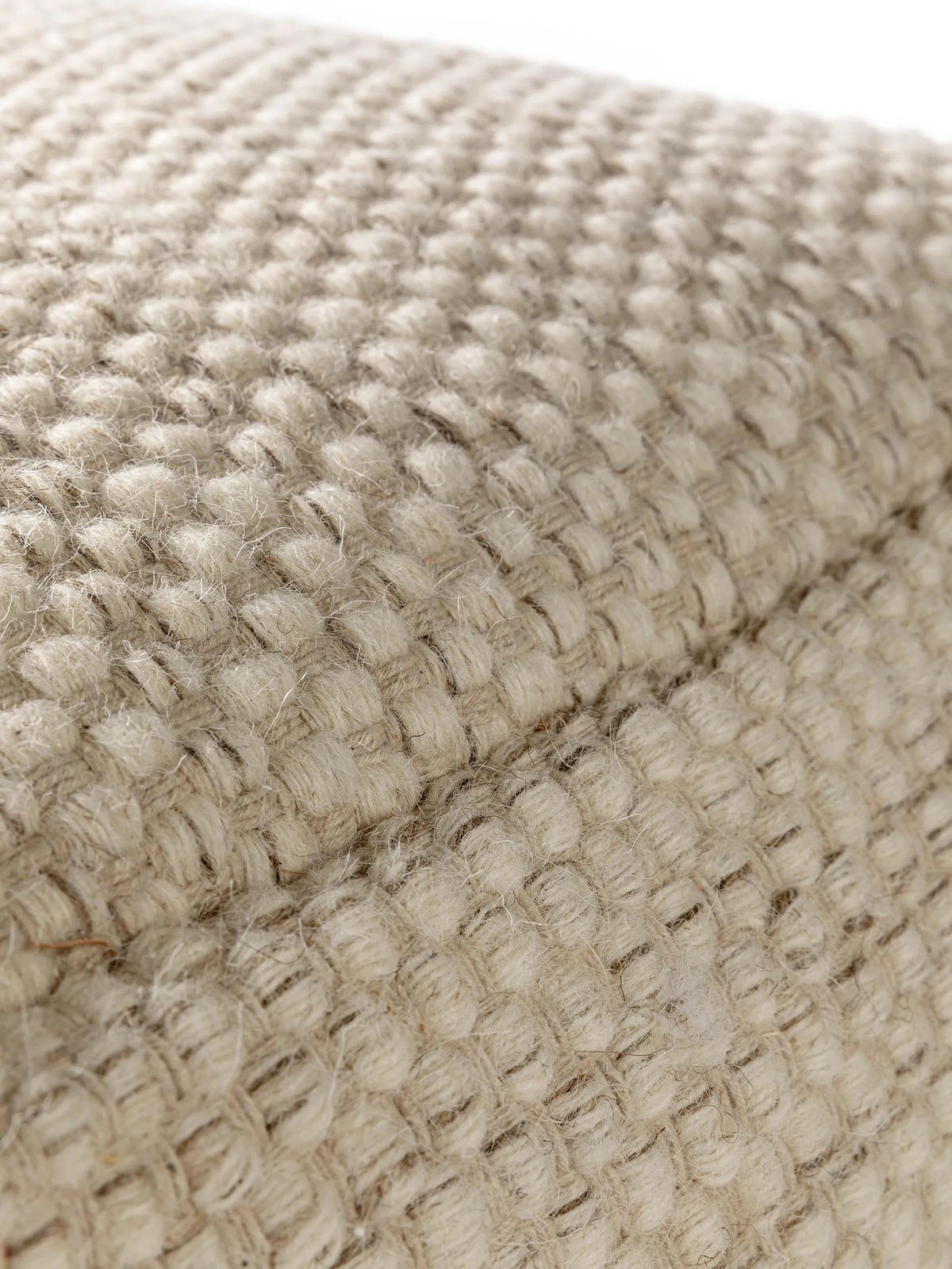 WOLL-POUF handgefertigt Rocco Cream 45x45x45 cm - Creme, Textil (45/45/45cm) - benuta Pure