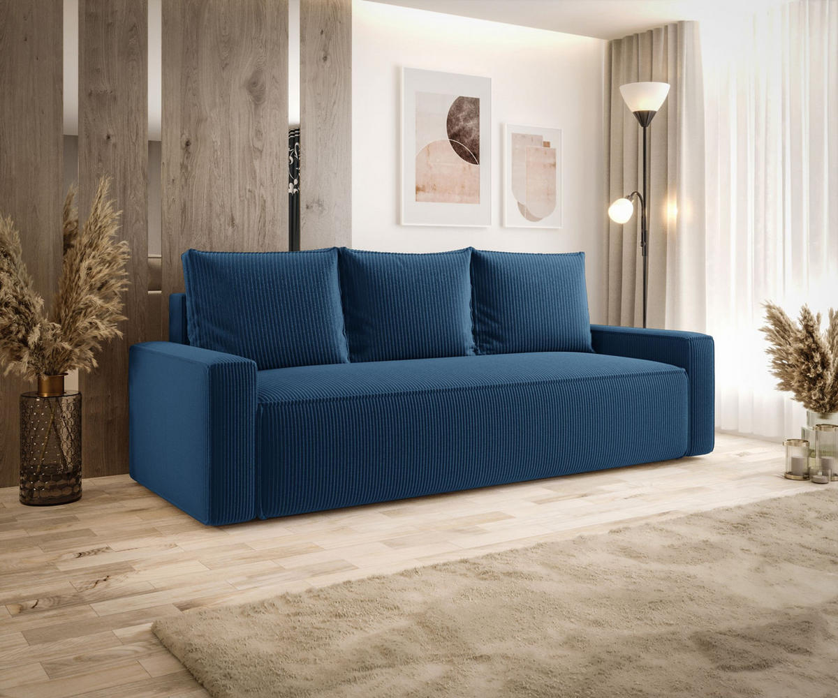 SOFA mit Schlaffunktion SAVIO Poso 05 - Dunkelblau, Textil (232/90/90cm) - Bedante