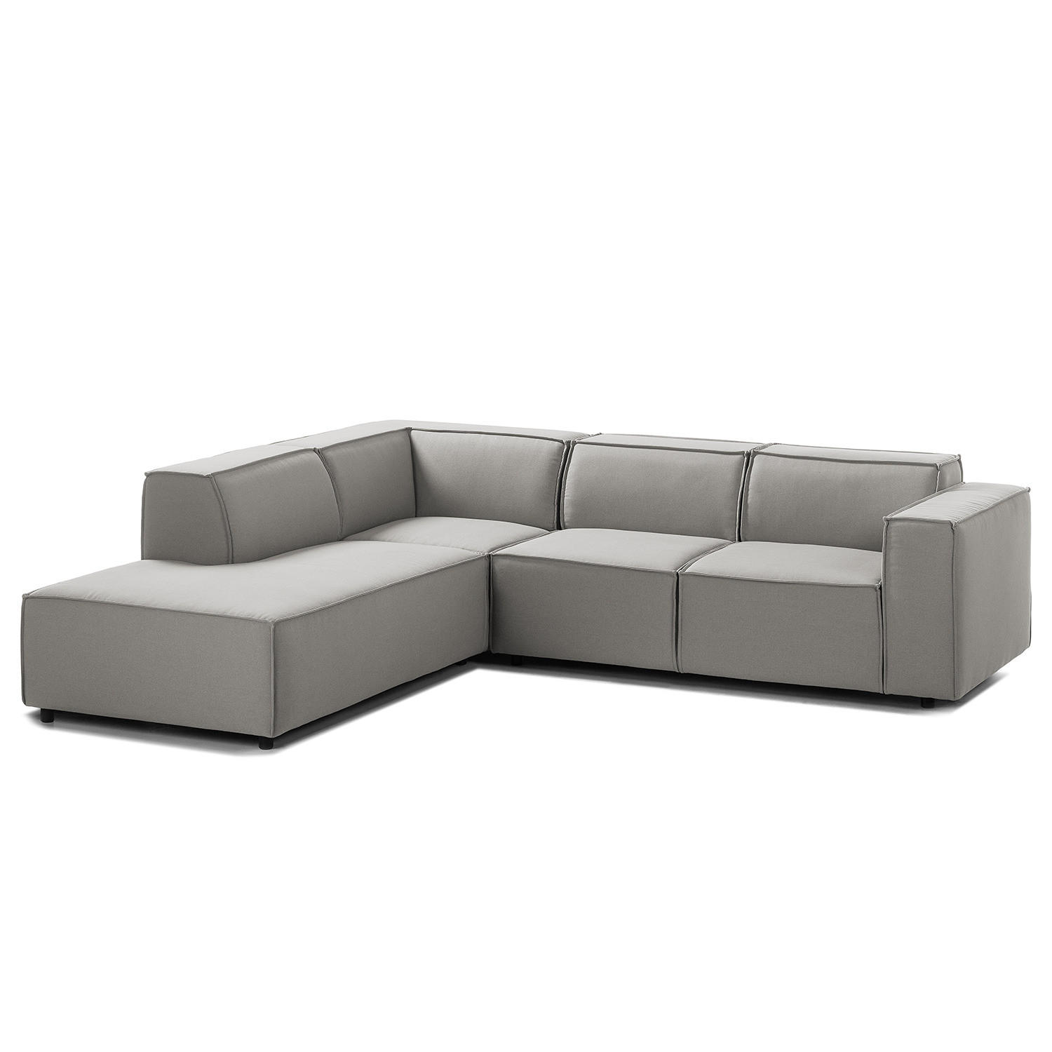 ECKSOFA mit Ottomane - Graubraun/Schwarz, Kunststoff/Textil (260/234cm) - home24