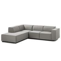 ECKSOFA mit Ottomane - Graubraun/Schwarz, Kunststoff/Textil (260/234cm) - home24