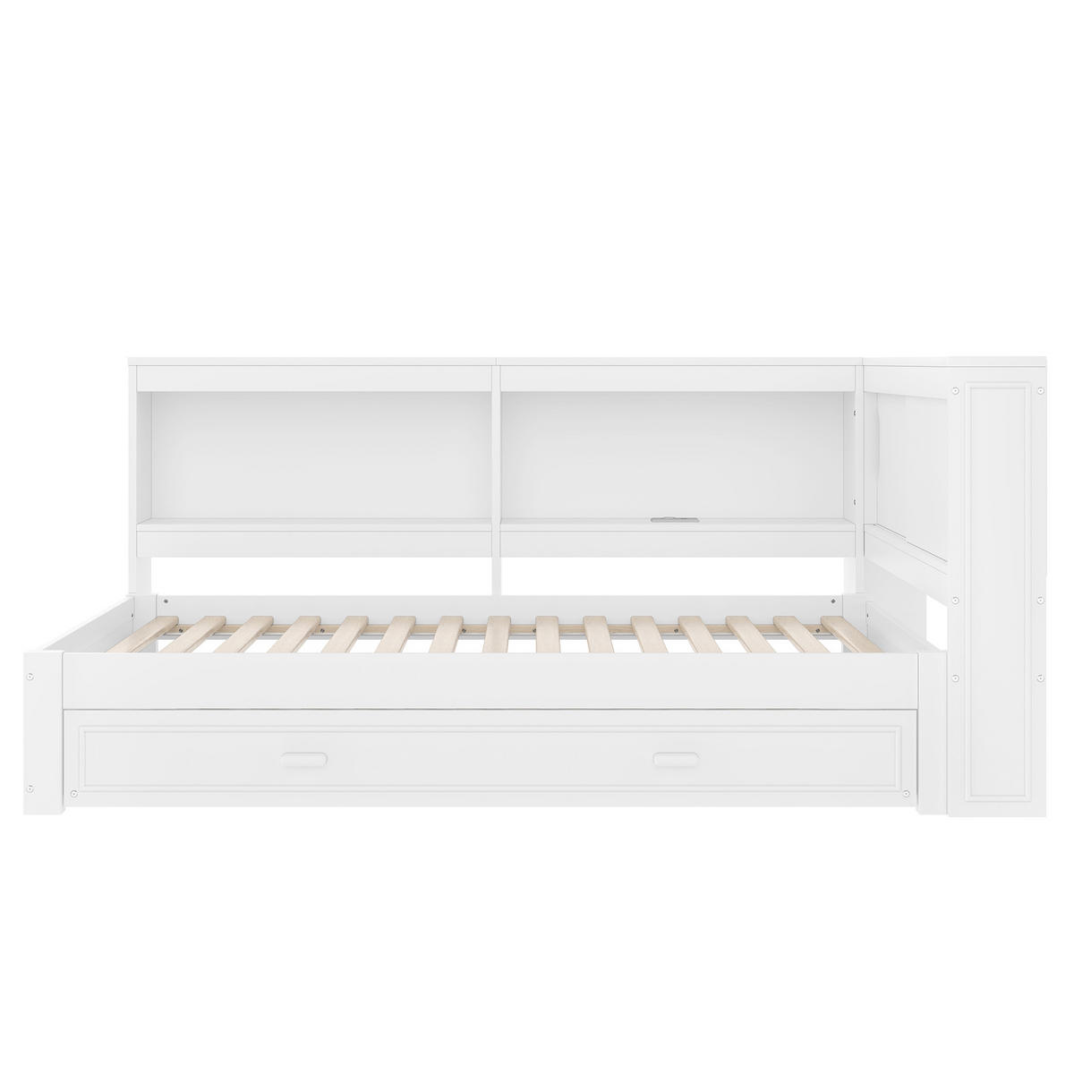 TAGESBETT mit Ausziehbett 90x200 cm Weiß - Weiß, Holz (90/200cm) - Meubliv