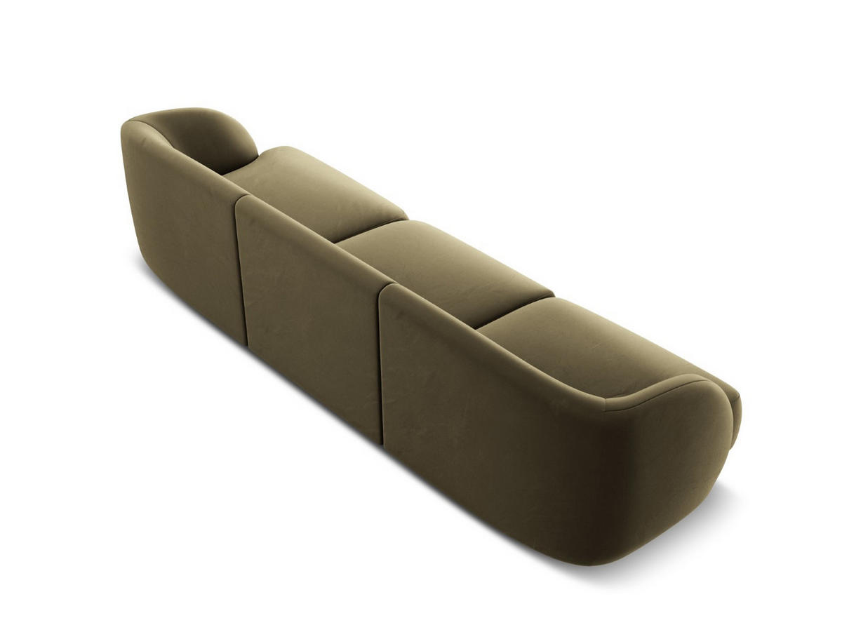 SOFA Miley aus Samt grün 3 Sitzplätze - Grün, Textil (90/70/255cm) - Micadoni