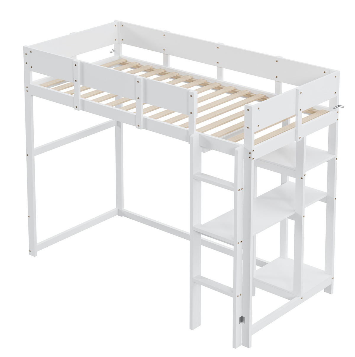 HOCHBETT mit Ablage 90x200 cm Kiefernholz Weiß - Weiß, Holzwerkstoff (90/200cm) - Beauniv