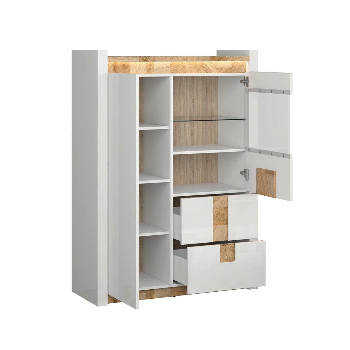 GESCHIRRSCHRANK Helios Weiß und Holz - Weiß, Holzwerkstoff (102/141/41cm) - Petits-meubles