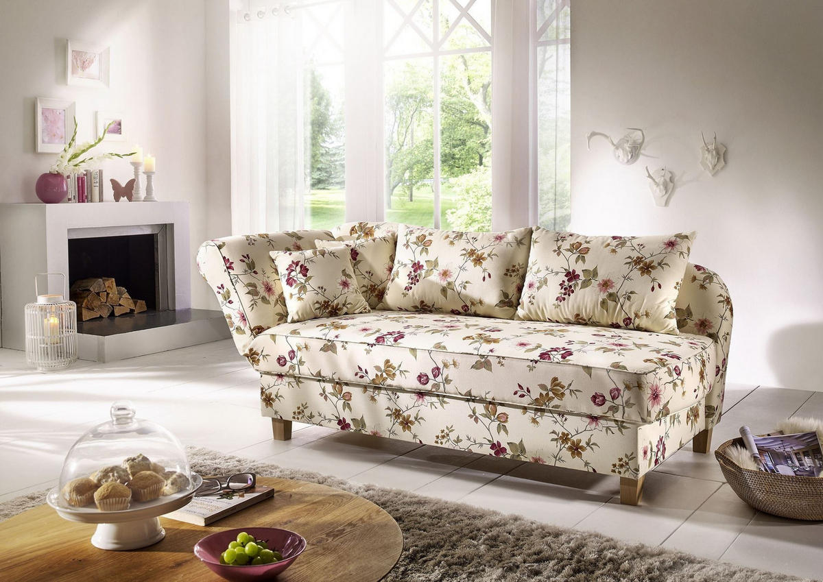 RECAMIERE mit Armteil links klappbar Katia Bezug Flachgewebe Buche natur / weiß - Weiß, Kunststoff (190/82/88cm) - 58aufmkessel