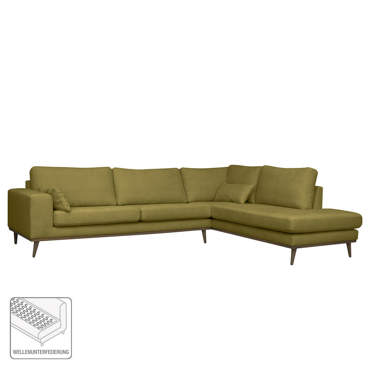 ECKSOFA mit Ottomane - Eichefarben/Olivgrün, Textil (287/219cm) - home24