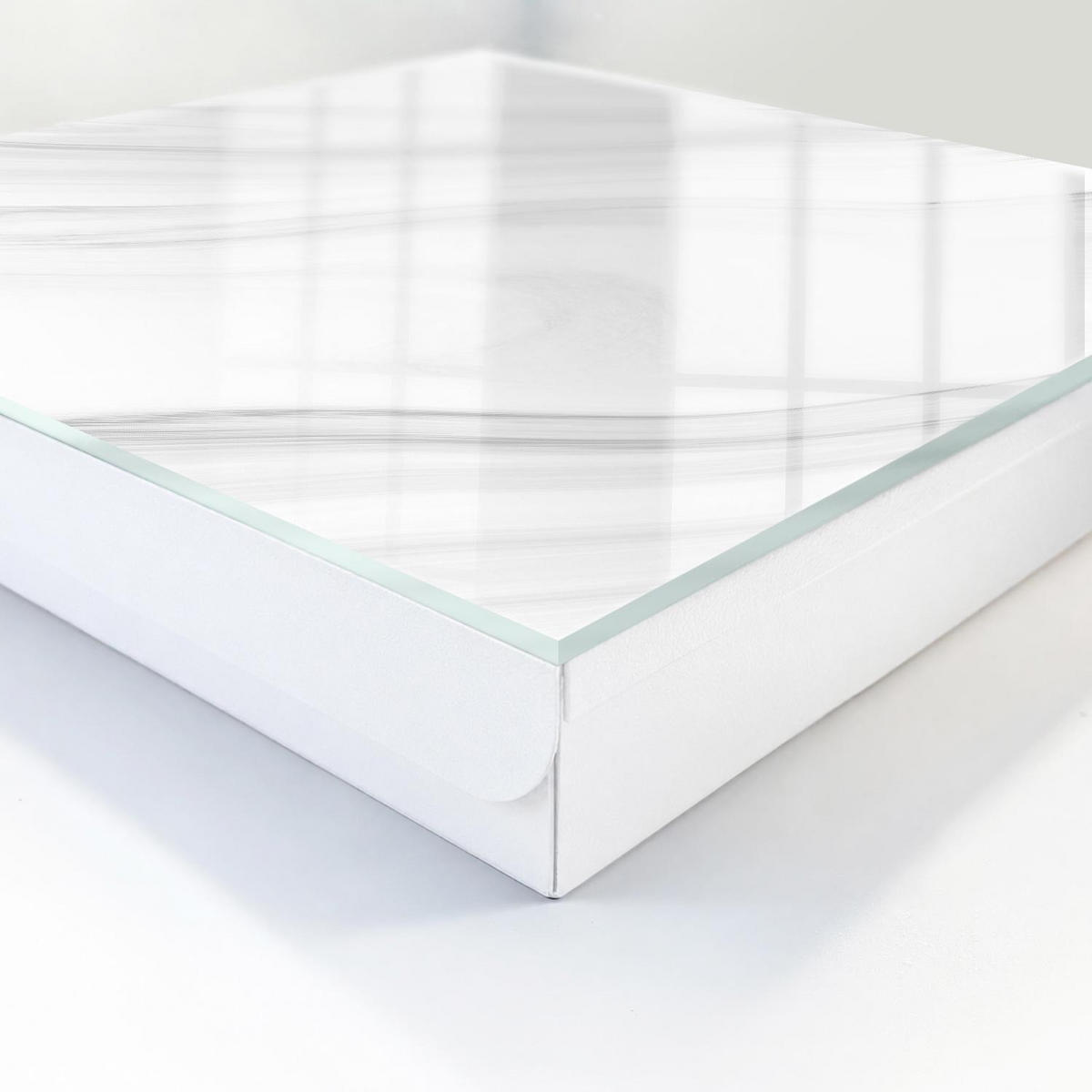 SCHLÜSSELBOX Weiß 30x30 cm – Türöffnung nach rechts - Wellen der Eleganz - Weiß, Metall (30/30/5cm) - TULUP