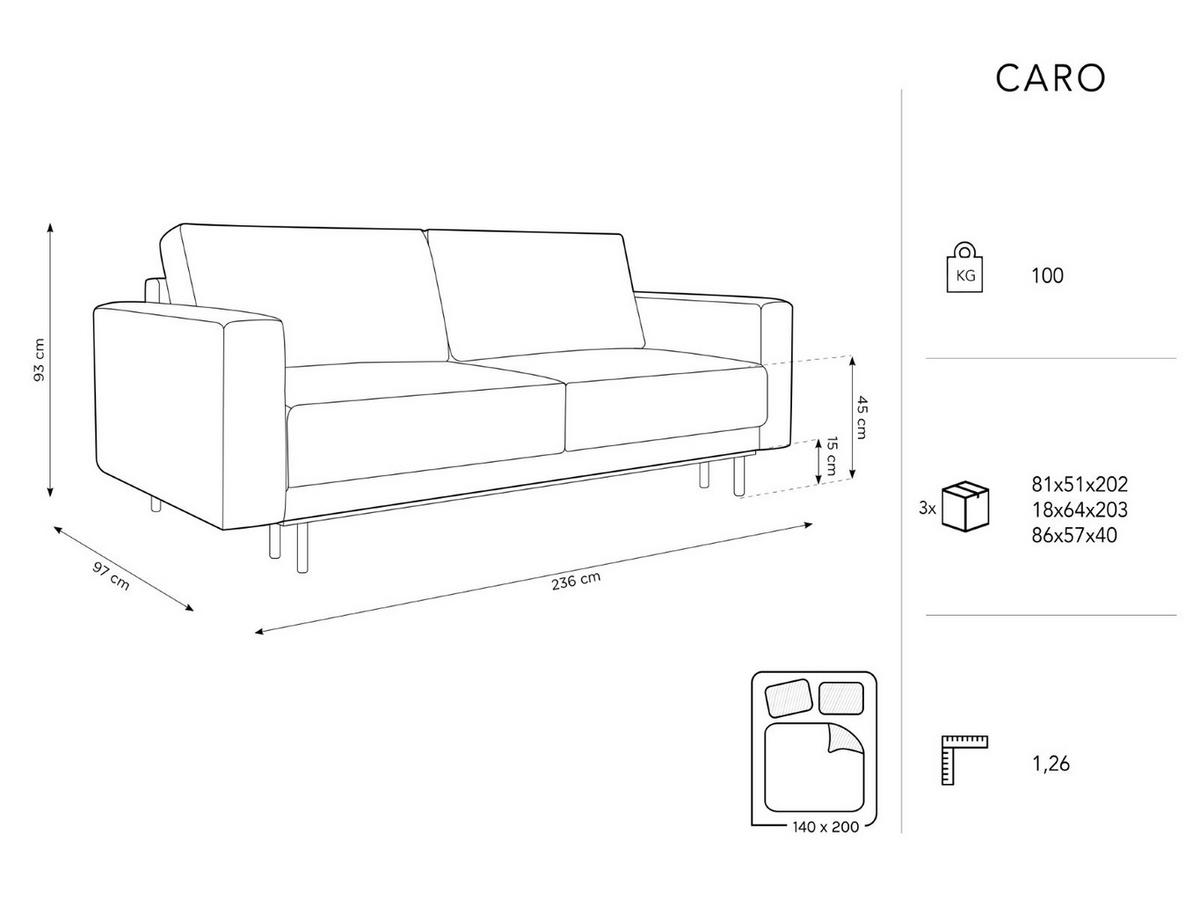 AUSKLAPPBARES-SOFA mit Bettkasten Caro aus Samt leichtes beige 3 Sitzplätze - Beige, Textil (97/93/236cm) - Micadoni