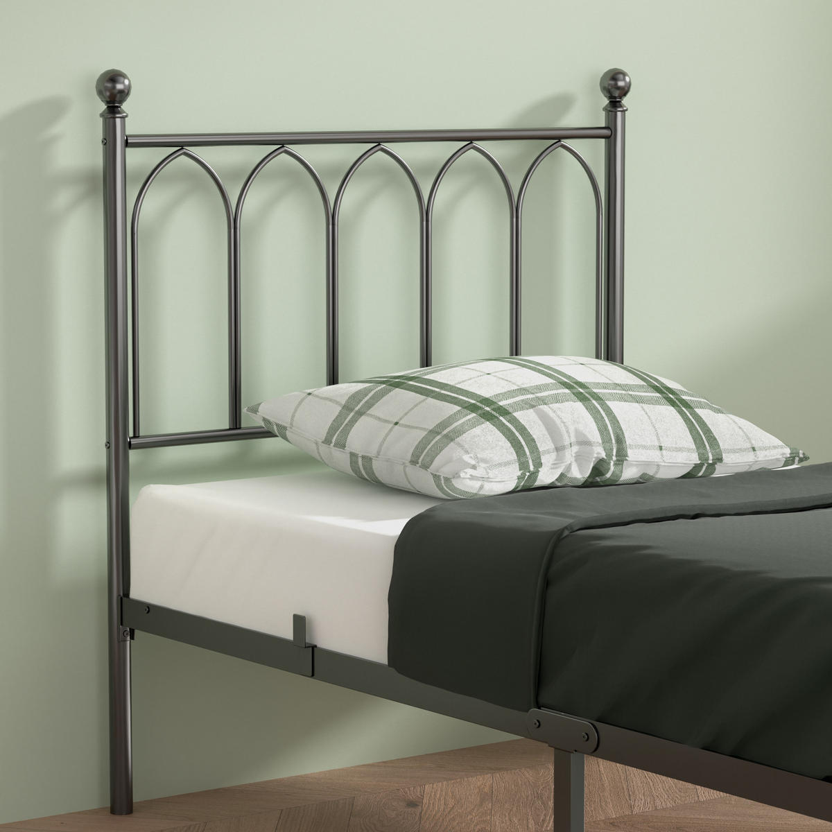 METALLBETT 90/200 mit Stauraum unter dem Bett Jugendbett mit Lattenrost, Schwarz - Schwarz, Metall (90/200cm) - STILVORA