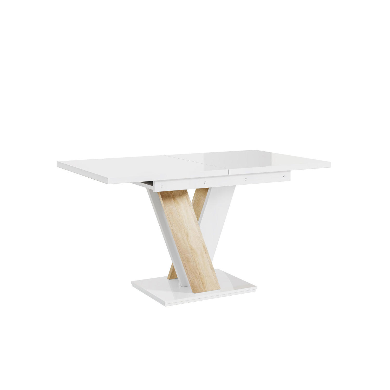 ESSTISCH Masiv - Weiß Hochglanz/Sonoma Eiche, Holzwerkstoff (80/120/75cm) - Meblini